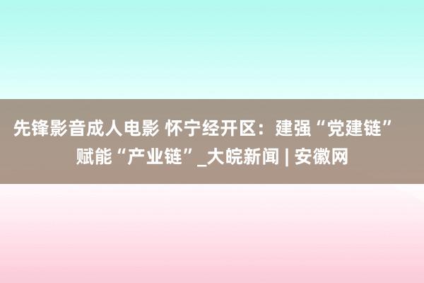 先锋影音成人电影 怀宁经开区：建强“党建链”   赋能“产业链”_大皖新闻 | 安徽网