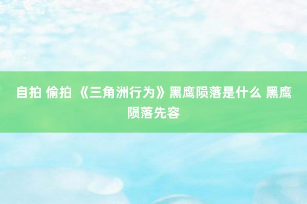 自拍 偷拍 《三角洲行为》黑鹰陨落是什么 黑鹰陨落先容